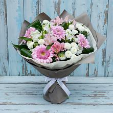 Букет цветов из:  Герберы, Альстромерии и Хризантемы в Туринская Слобода