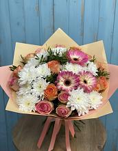 Букет цветов из:  Розы, Герберы и Хризантемы в Туринская Слобода