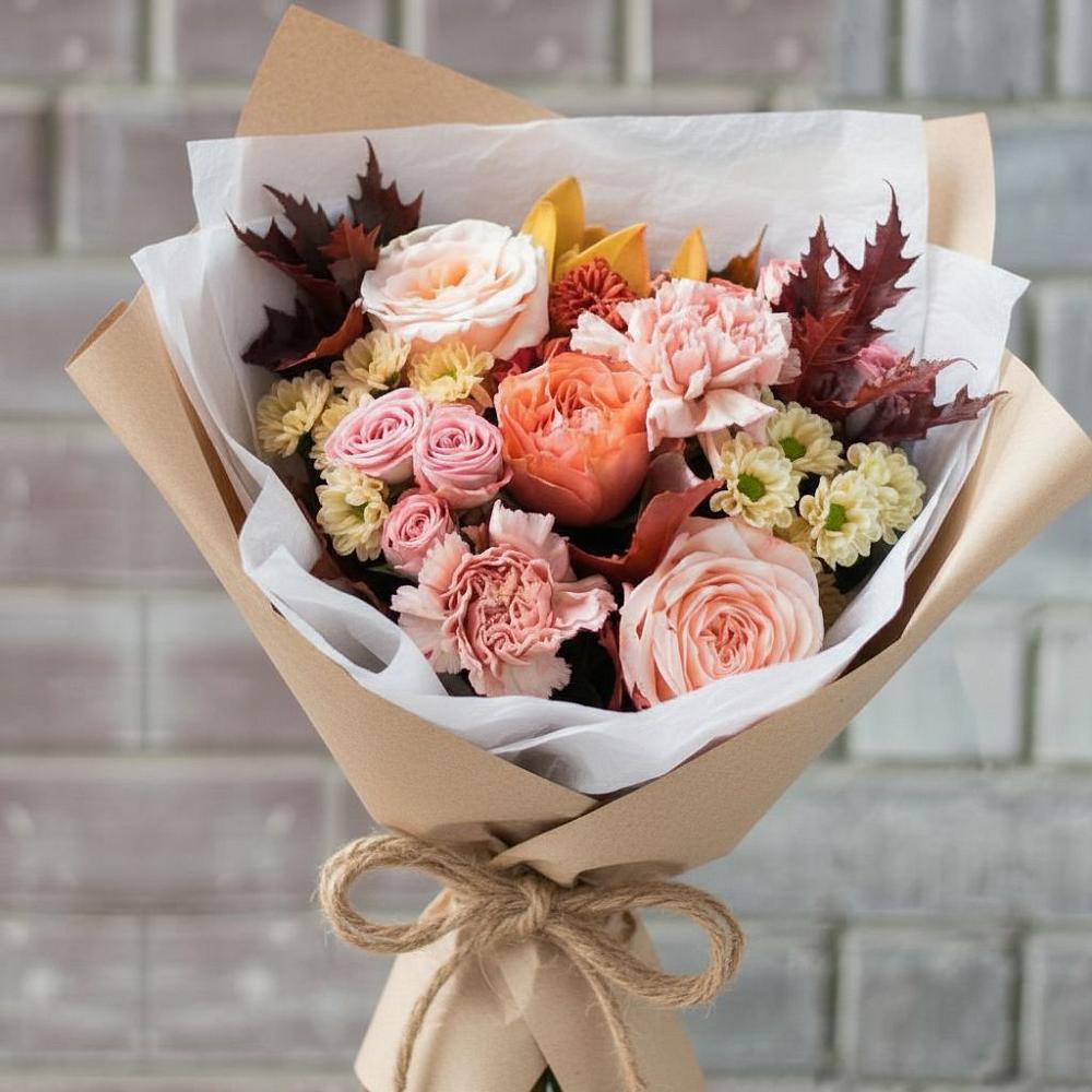 Букет цветов из: Гвоздики, Хризантемы и Розы в Туринская Слобода