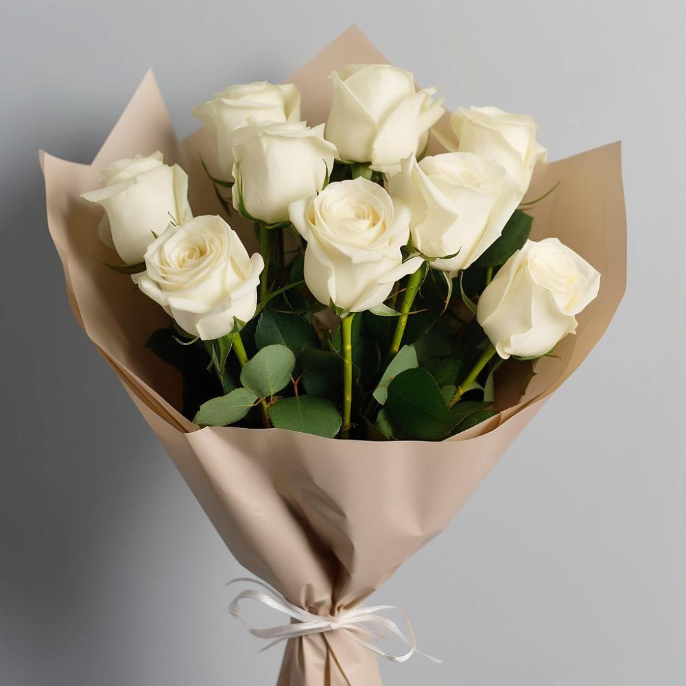 Букет 9 Белых роз Эдлесс Лав в Туринская Слобода