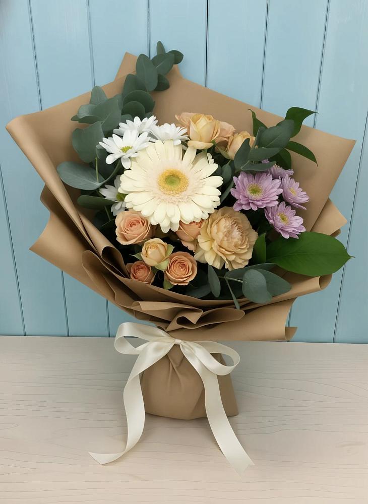 Букет цветов из: Герберы и Хризантемы в Туринская Слобода