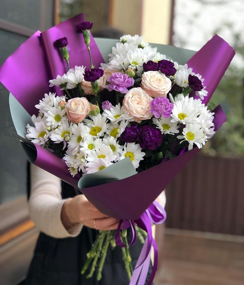 Букет цветов из: Хризантемы, Гвоздики и Розы в Туринская Слобода