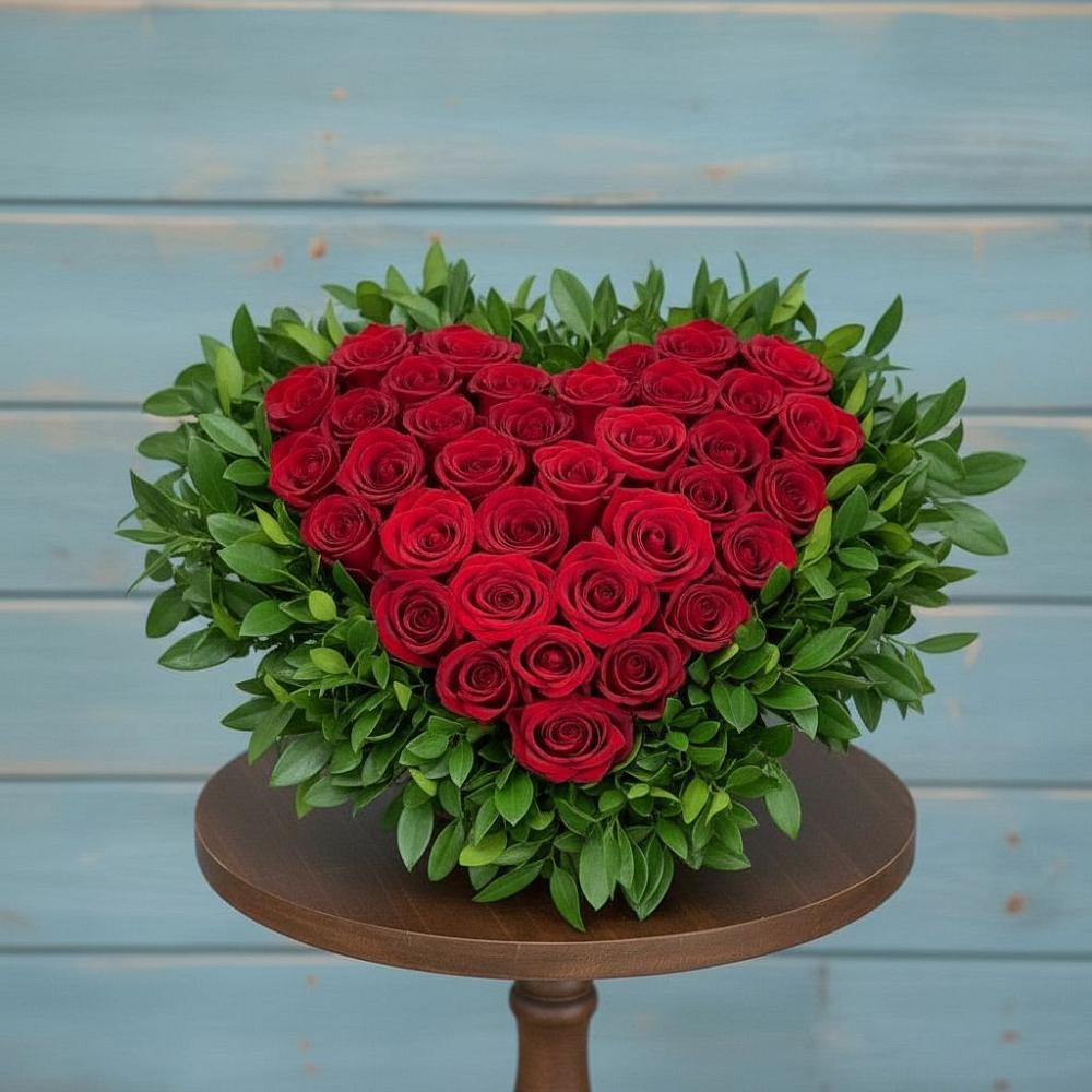 Цветочная композиция из Розы в виде сердца в Туринская Слобода