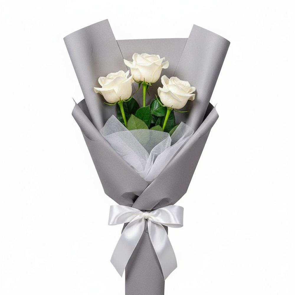 Букет 3 белые розы в Туринская Слобода
