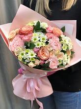 Букет цветов из:  Гвоздики, Розы и Хризантемы в Туринская Слобода