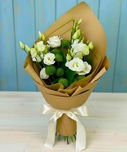 Букет цветов из:  Хризантемы и Лизиантусы #REPLACE_PRED# Туринская Слобода