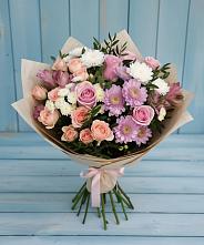 Букет цветов из:  Хризантемы, Розы и Альстромерии в Туринская Слобода