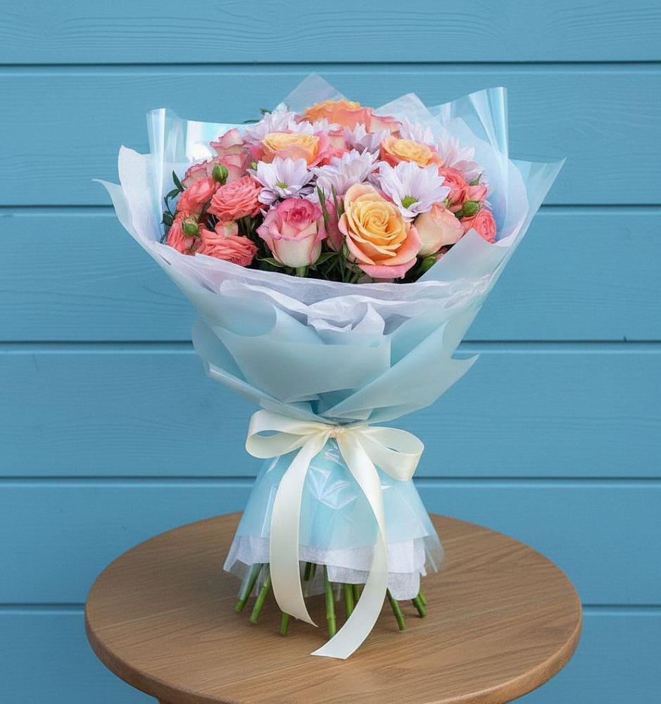 Букет цветов из: Хризантемы и Розы в Туринская Слобода