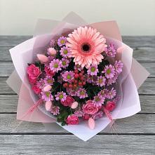 Букет цветов из:  Розы, Герберы и Хризантемы в Туринская Слобода