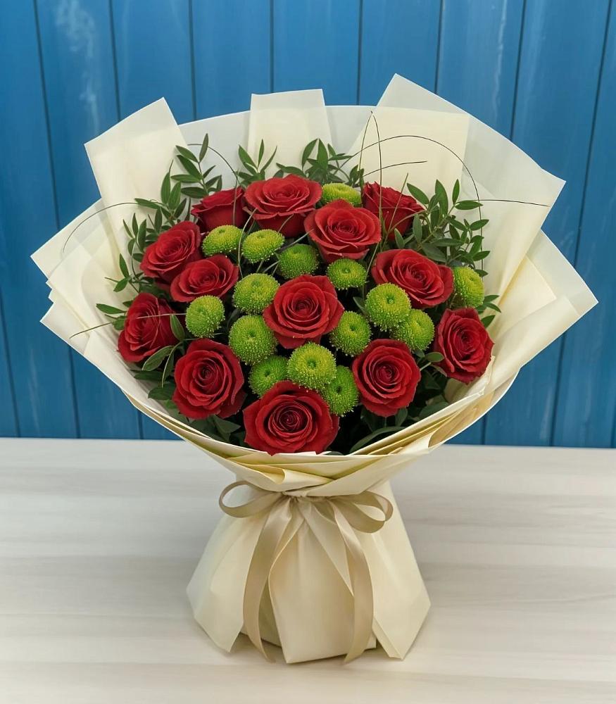 Букет цветов из: Розы и Хризантемы в Туринская Слобода