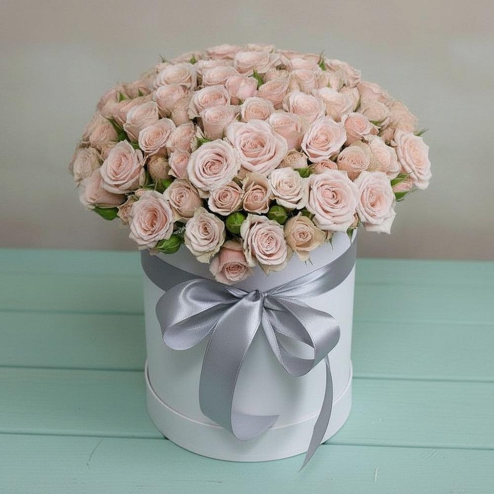 Цветочная композиция из Розы в шляпной коробке в Туринская Слобода