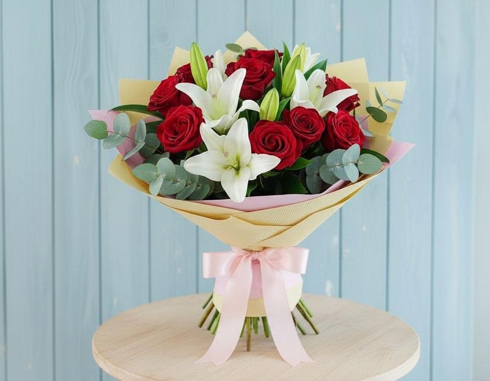 Букет цветов из: Лилии и Розы в Туринская Слобода